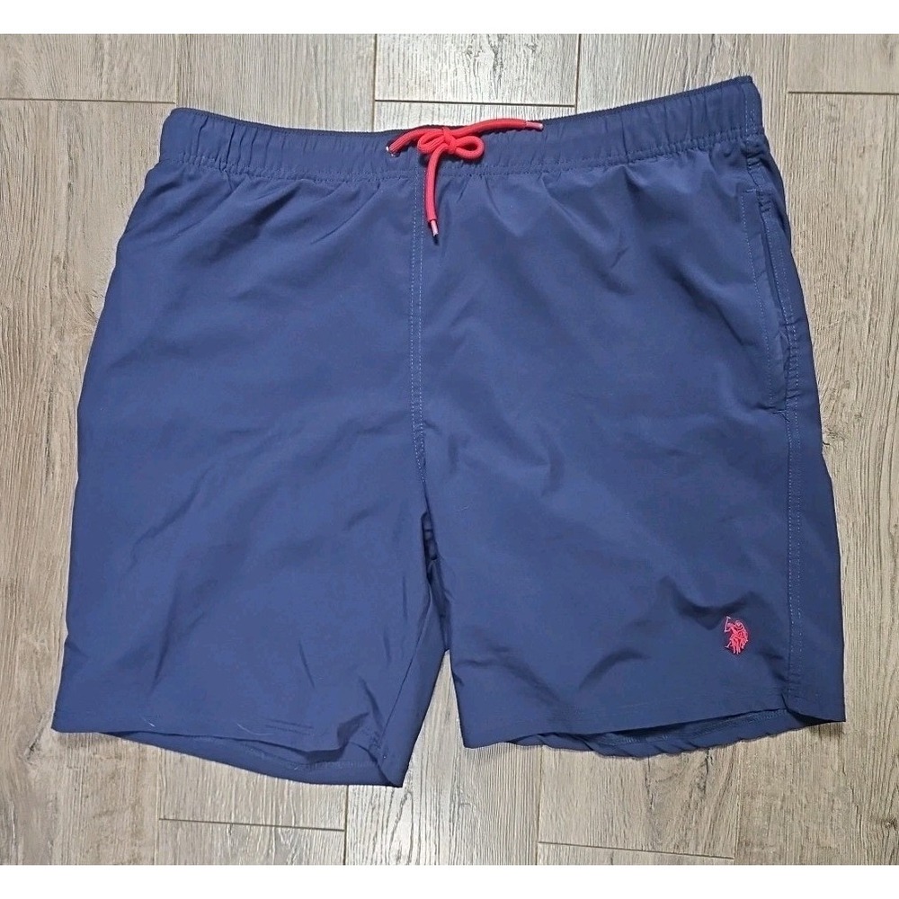 U.S. Polo Assn. Swim Trunks Blue w/ Red‎ Lining Men's Sz XL,Perfect 1339